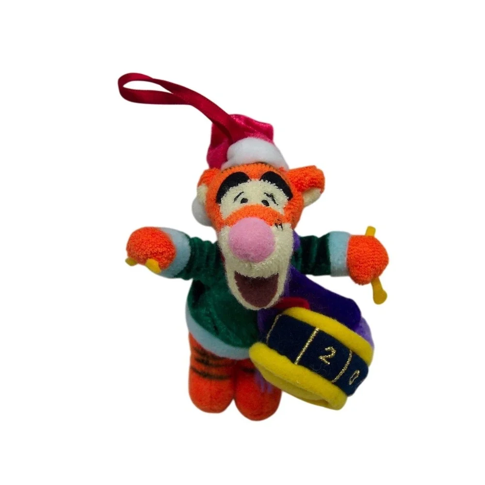 Disney Store Tigger Plush Christmas Ornament 2000 Winnie the Pooh Drummer Santa